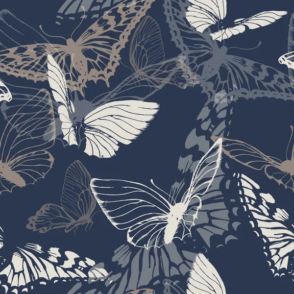 Sömlöst mönster med fjärilar. Vektorillustration — Stock vektor