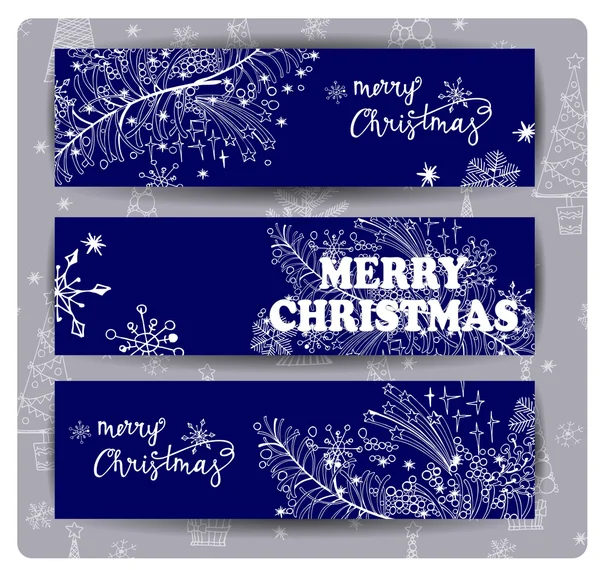 Set kerst banner vectorillustratie, standaard web ontwerp grootte — Stockvector