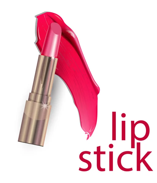 Diseño de ilustración vectorial de lápiz labial rosa y lápiz labial de frotis aislado sobre fondo blanco — Vector de stock