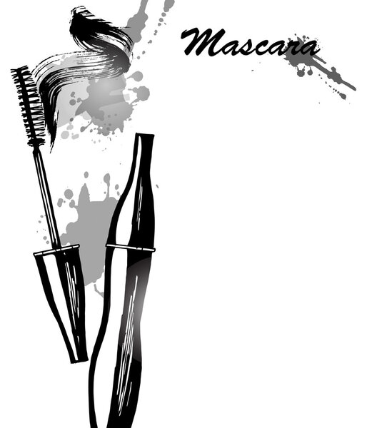 Mascara and brush stroke vector, beauty and cosmetic background. Vector illustration.