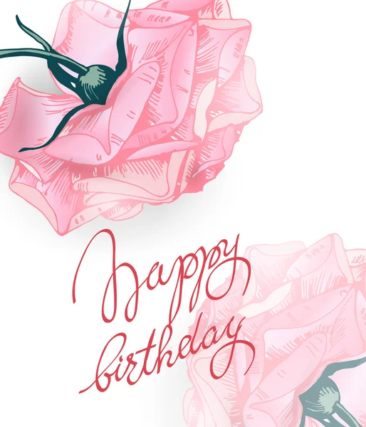 Geburtstagskarte mit blühenden Rosen. mit Platz für Ihren Text. (Verwendung für Bordkarte, Einladungen, Dankeschön-Karte) Vektorillustration. — Stockvektor