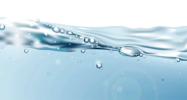 Fresh Clean Water Wave Air Bubbles Vector Realistic Illustration Clear — Stock Photo, Image