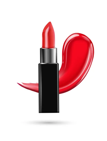 Der Lippenstift Ist Rot Vor Dem Hintergrund Eines Abstrichs Roter — Stockfoto