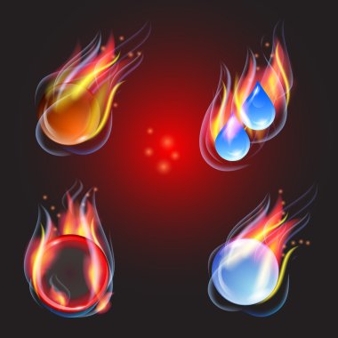Fire, collection, vector illustration clipart