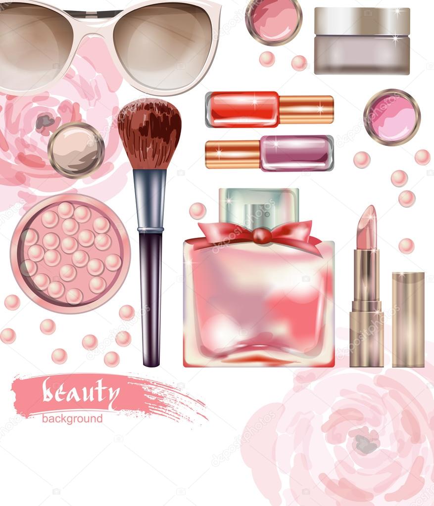 Cosmetics and fashion background