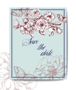 Save The Date with a blooming rose