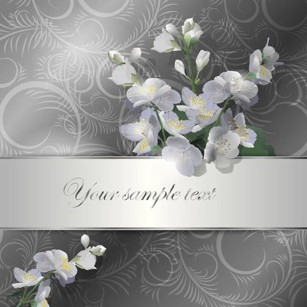 Greeting card with a Jasmine flowers — Διανυσματικό Αρχείο