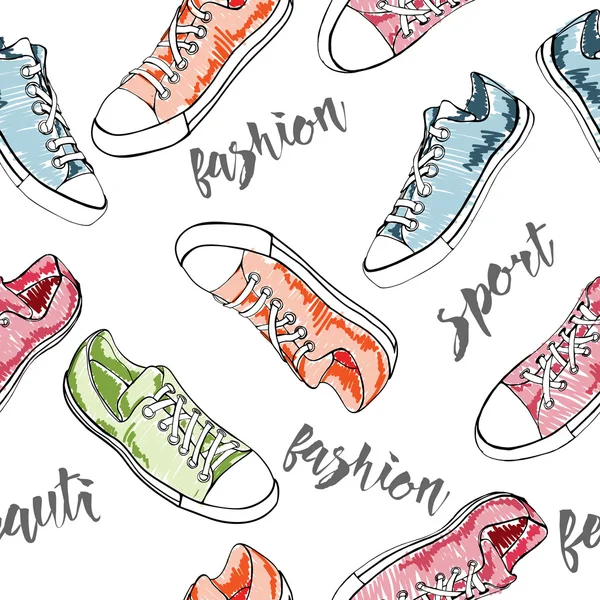 Seamless pattern with sport shoes