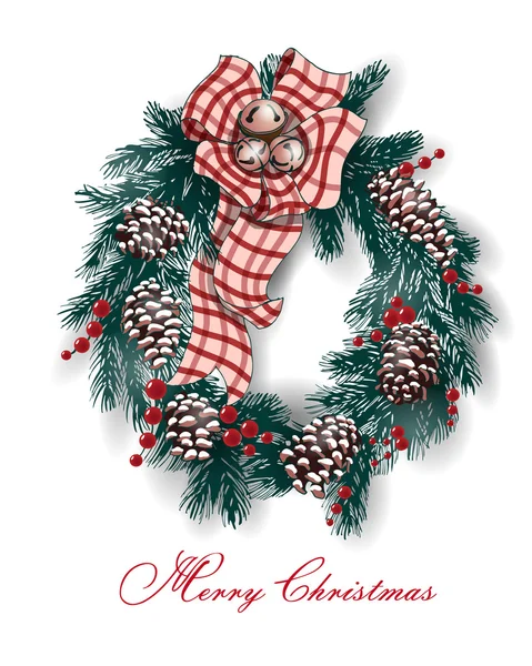 Weihnachten dekorativer Feiertagskranz — Stockvektor