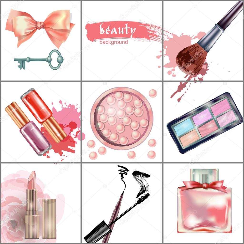 Watercolor cosmetics background Stock Vector Image by ©Galina72 89357540