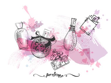 Beautiful perfume bottles clipart