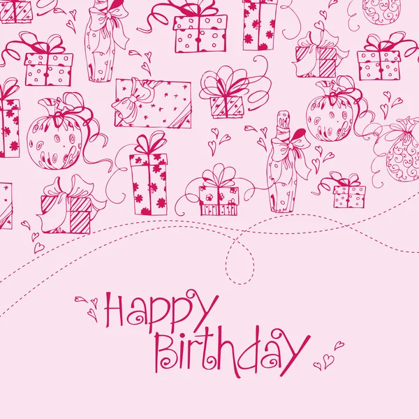 Carte d'anniversaire avec boîtes-cadeaux — Image vectorielle