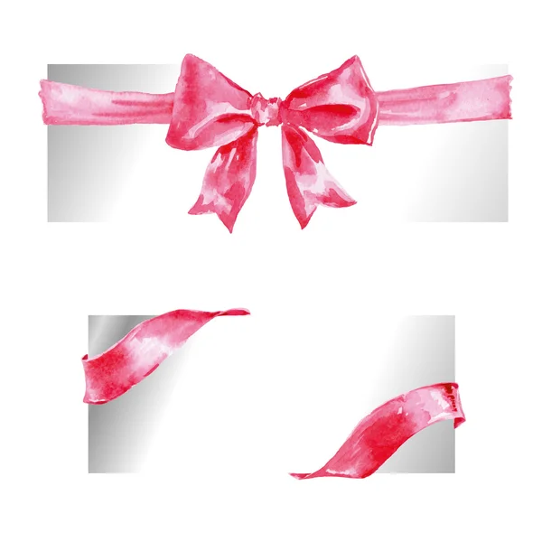 Watercolor gift bow and ribbon — Stock Vector