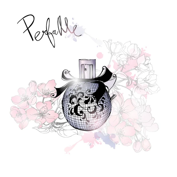 Krásný parfém s kvetoucí — Stockový vektor