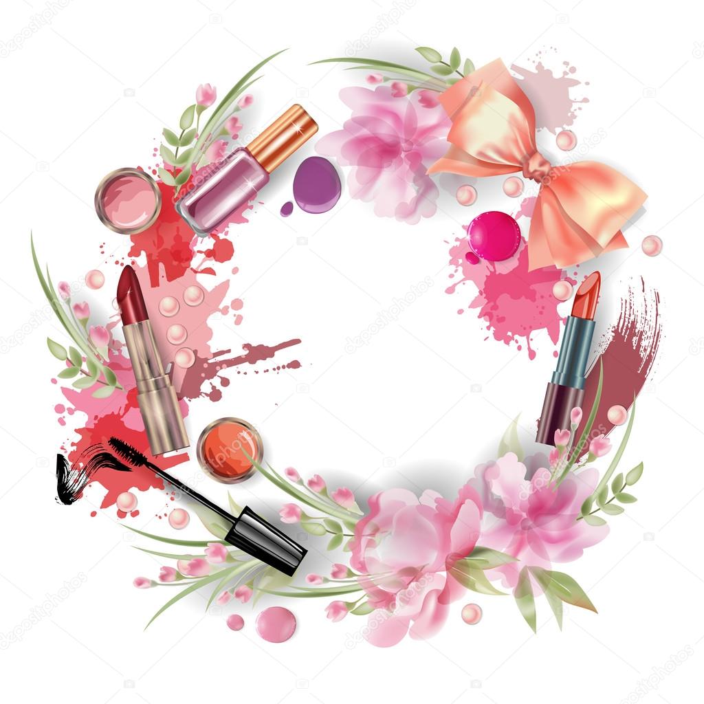 Cosmetics and fashion background