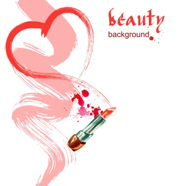 Çizilmiş kalp kırmızı ruj.