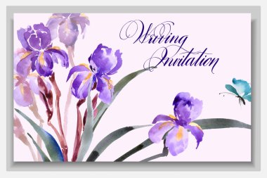 Düğün davetiye kartı süsen ile