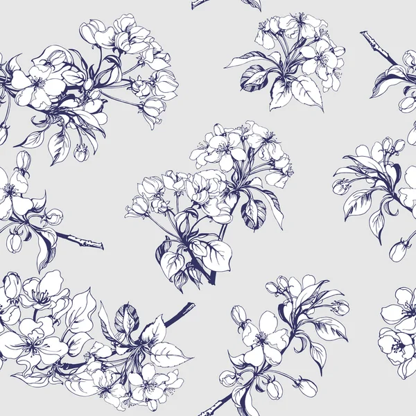 Sömlös bakgrund med Apple blommor. — Stock vektor
