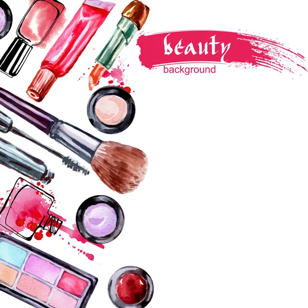 Watercolor cosmetics pattern Stock Illustration