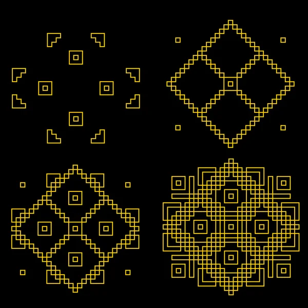 Colección de logotipo de línea geométrica de oro hecha en vector. Fácil de usar y editar, aislado en segundo plano. Insignias lineales únicas para su diseño . — Archivo Imágenes Vectoriales