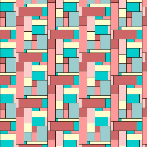 Motif de carrés dans un style abstrait. Jolis carreaux colorés. Sans couture — Image vectorielle
