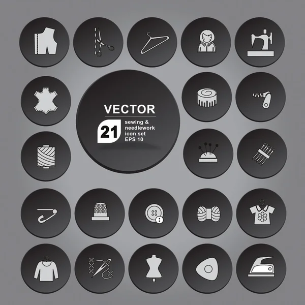Sewing icon set gray Stock Vector
