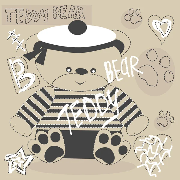 Vector cute teddy bear with paw — Stock Vector