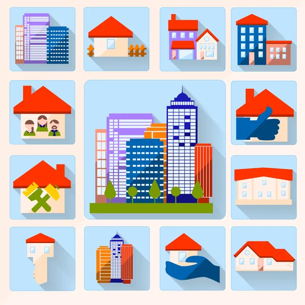 House color icon set — Stock Vector