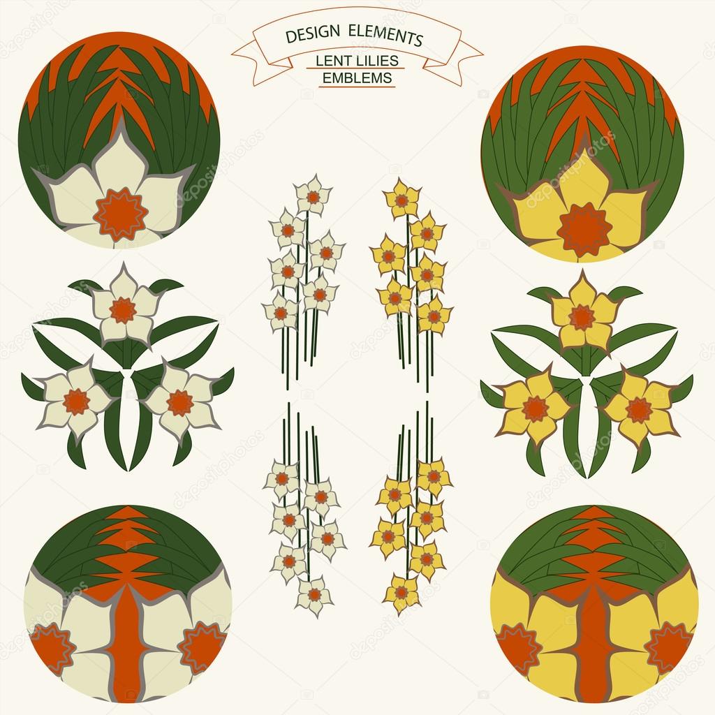 Desigen elements lent lilies emblems