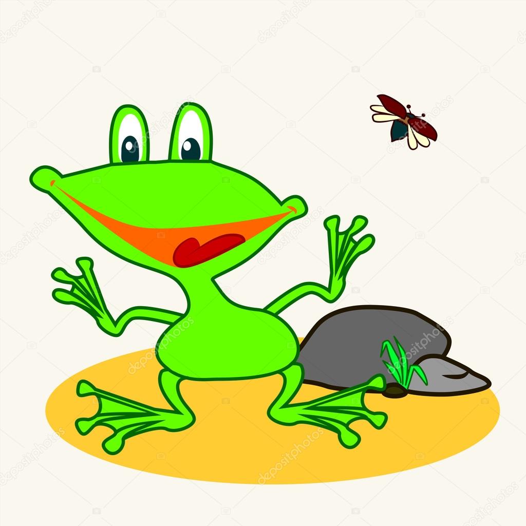 Fun zoo. Cartoon vector Illustration of cute frog