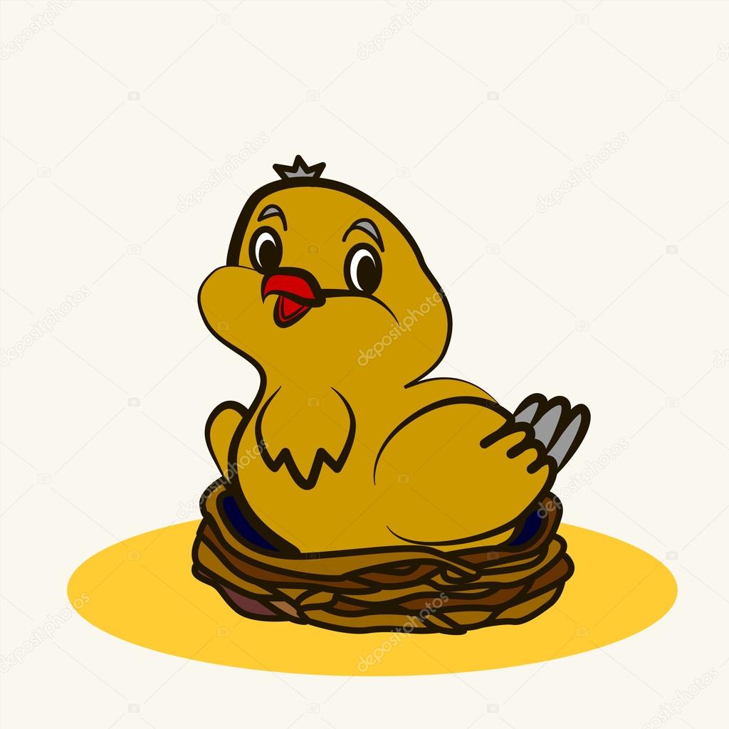 Fun zoo. Cartoon vector Illustration of cute bird on nest