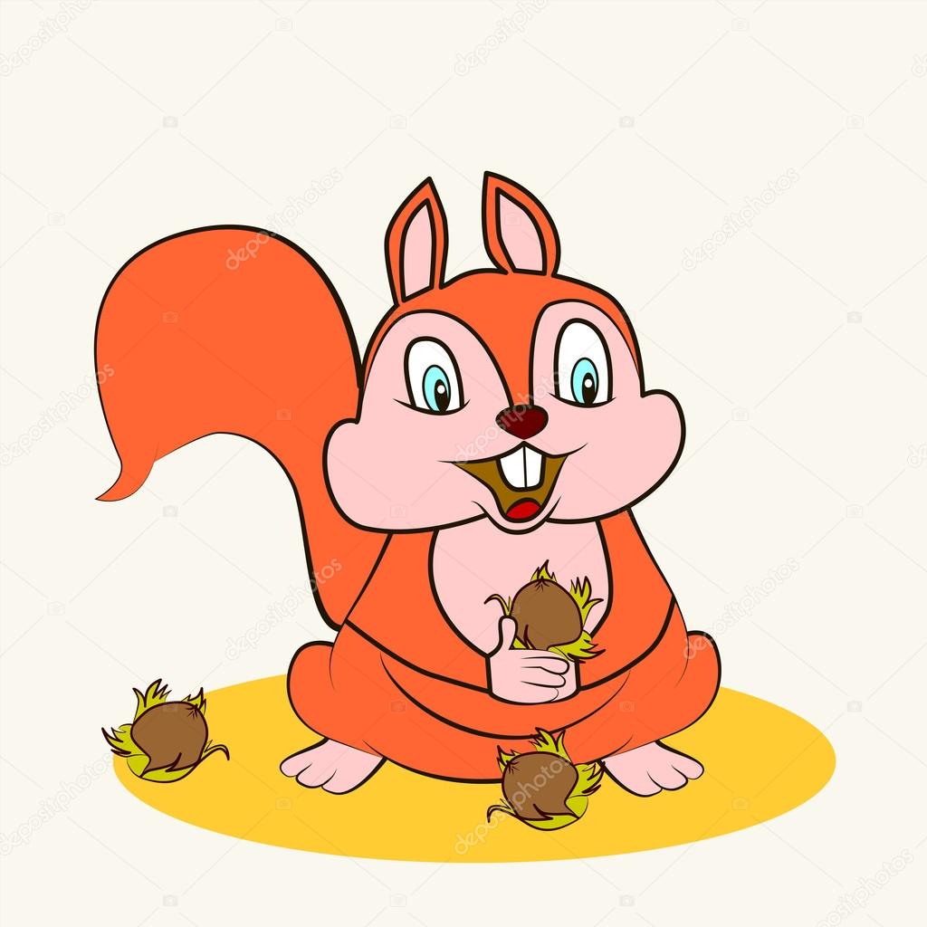 Fun zoo. Cartoon vector Illustration of cute funny squirrel