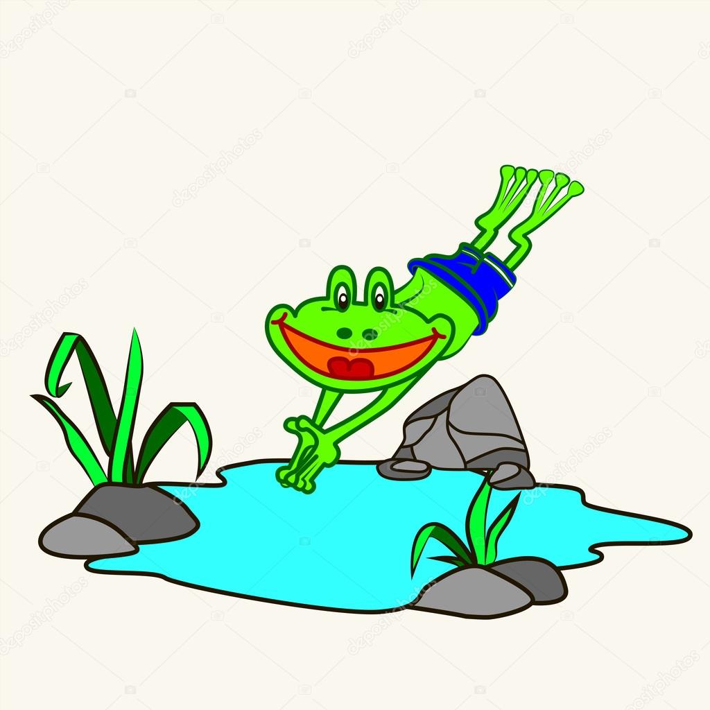 Fun zoo. Cartoon vector Illustration of cute frog