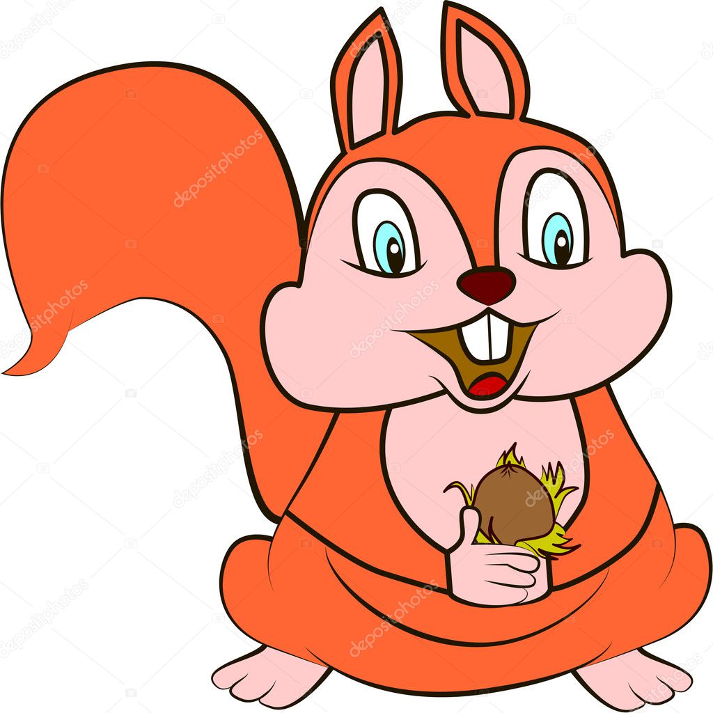 Cute cartoon and vector isolated of cute Squirrel