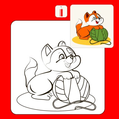 Çocuklar için boyama kitabı veya sayfa yavru kedi çizgi film gösterimi