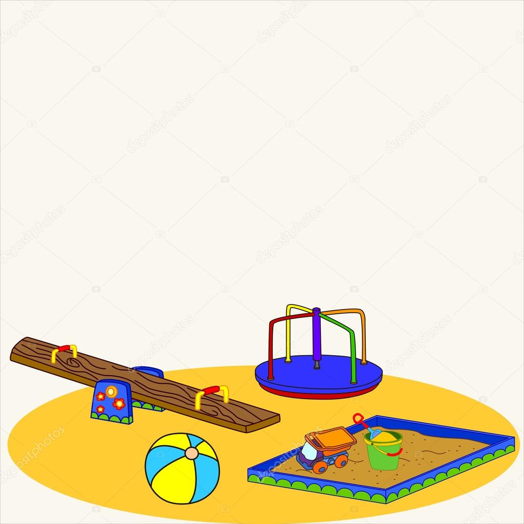 Fun playground. Cartoon vector Illustration of playground equipment