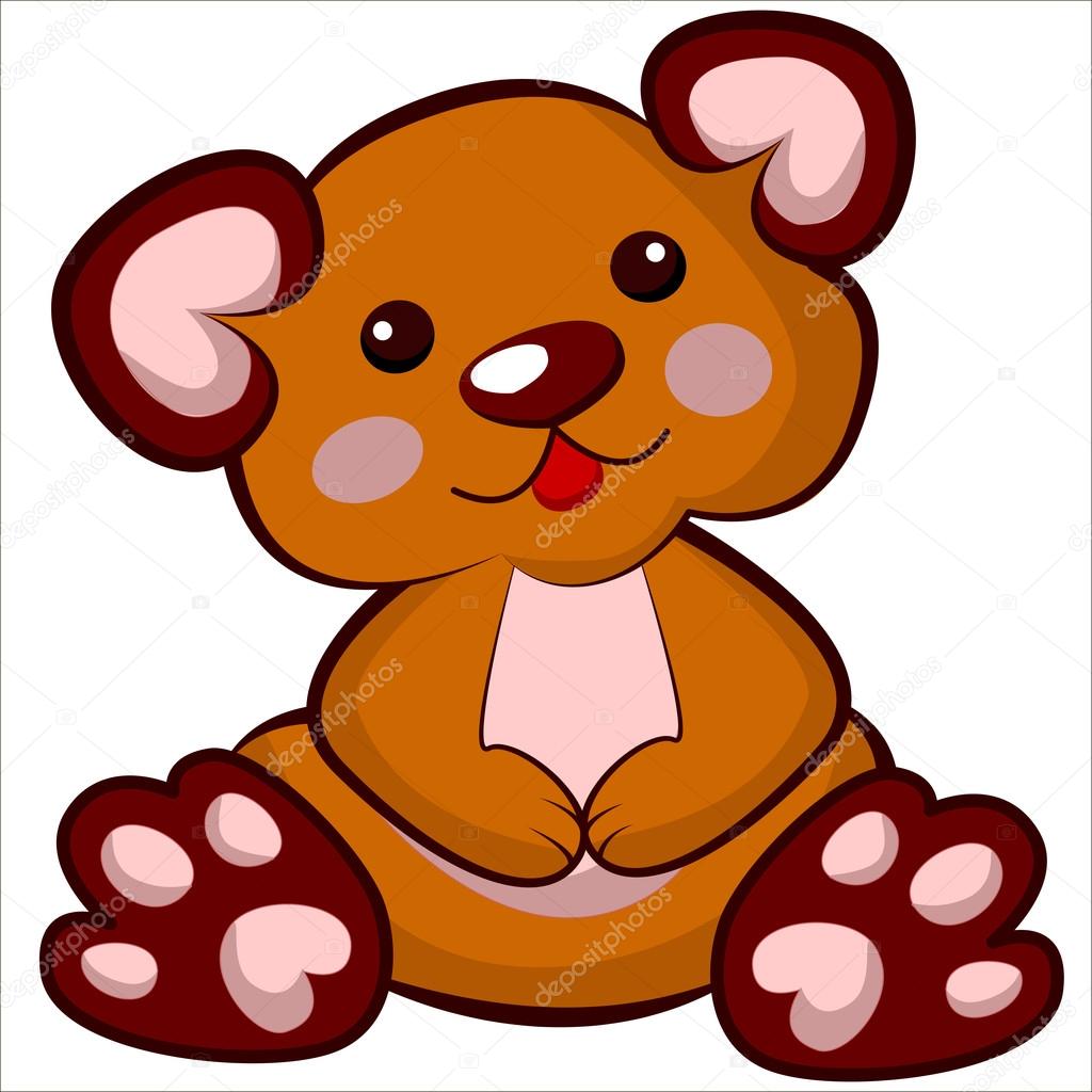Vector isolated illustration, cute cartoon of funny plush bear