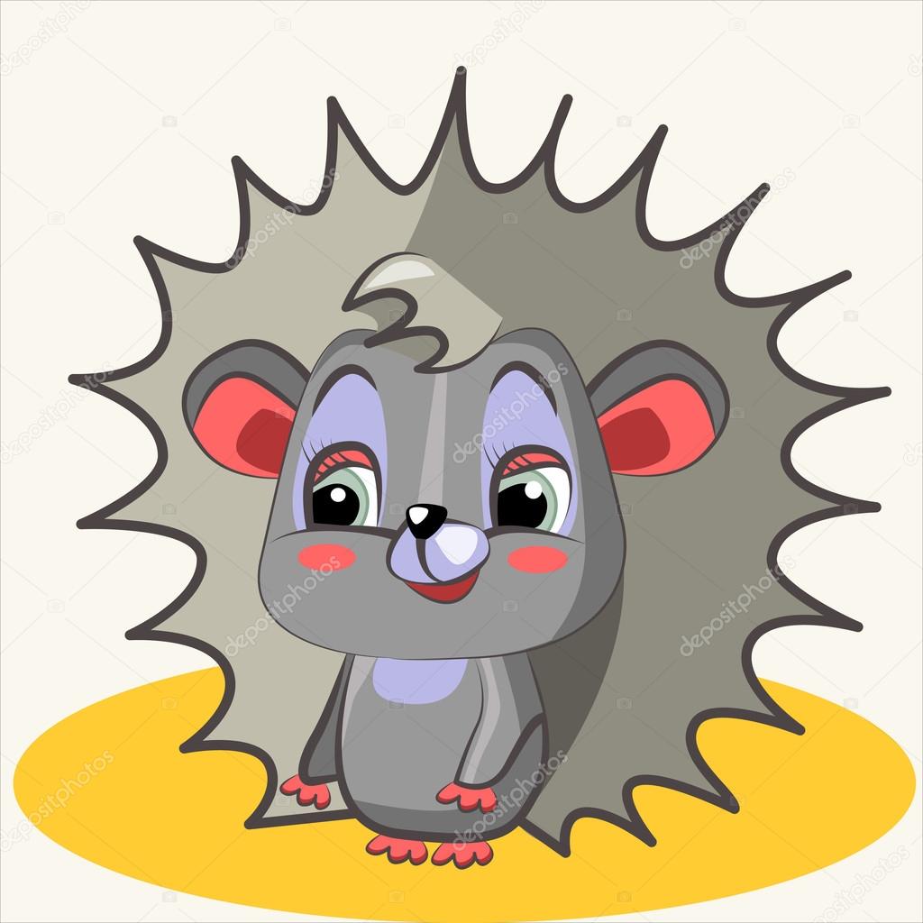 Fun animal. Cartoon vector Illustration of cute funny hedgehog