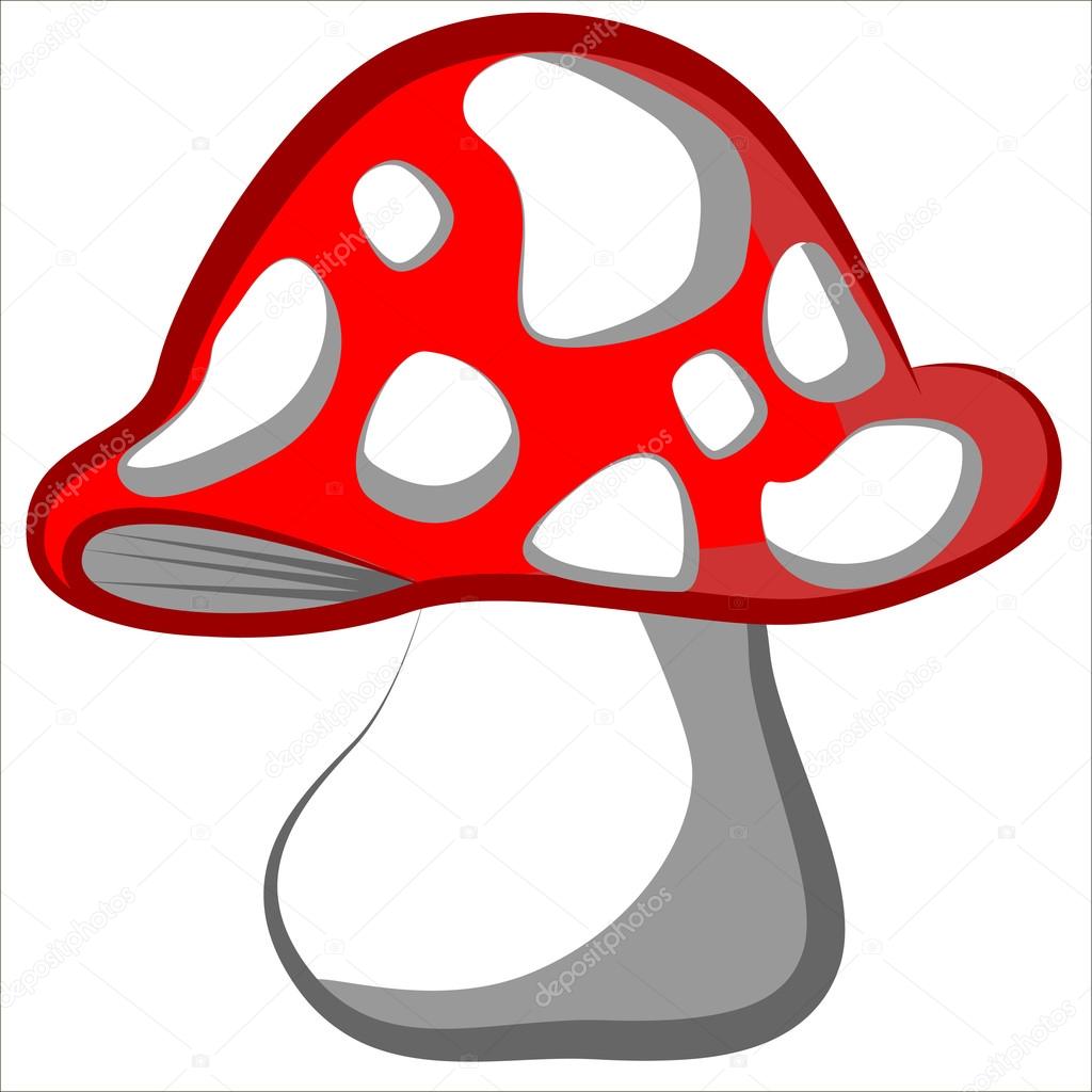 Vector isolated illustration, cute cartoon of mushroom