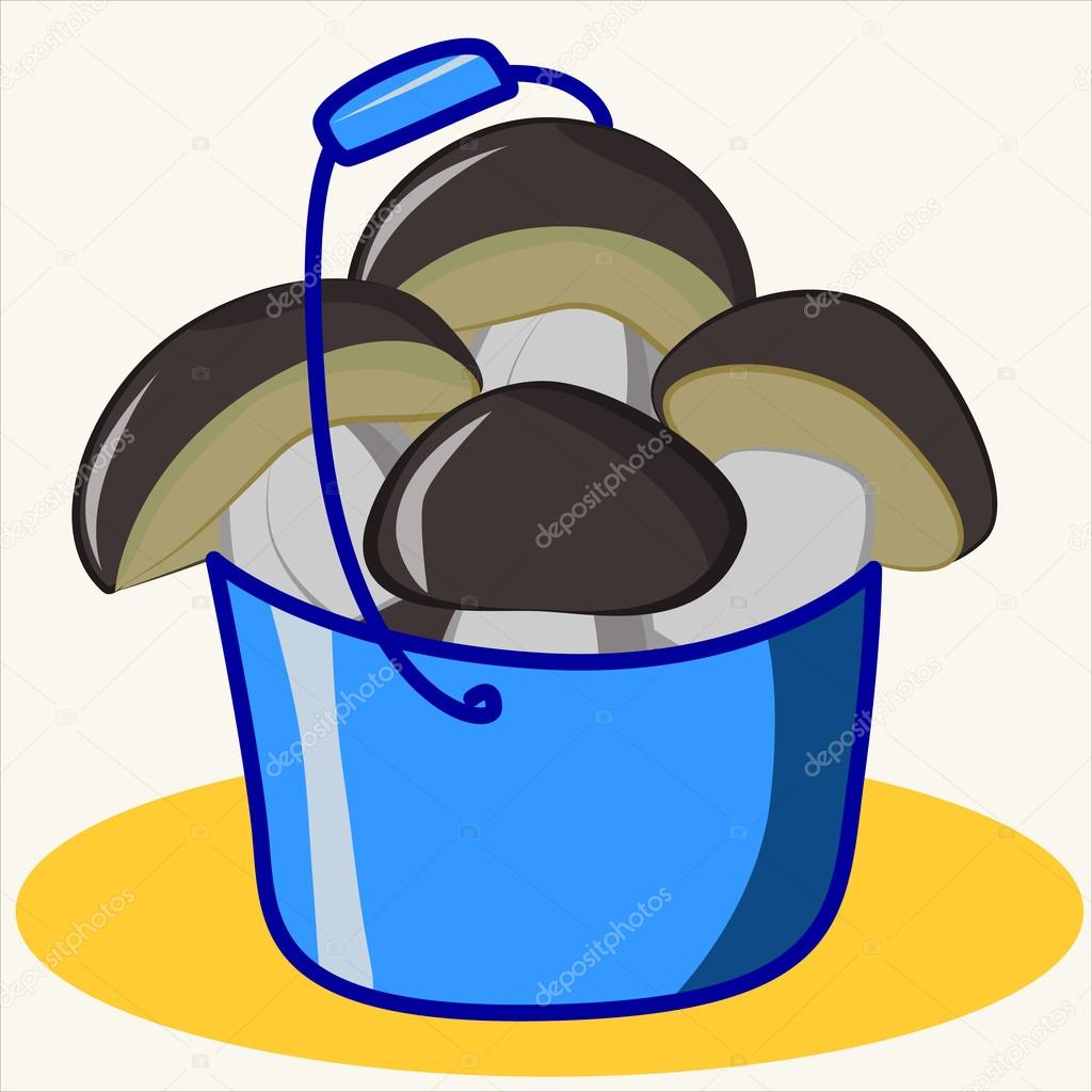 Cartoon vector Illustration of cute ceps in blue bucket