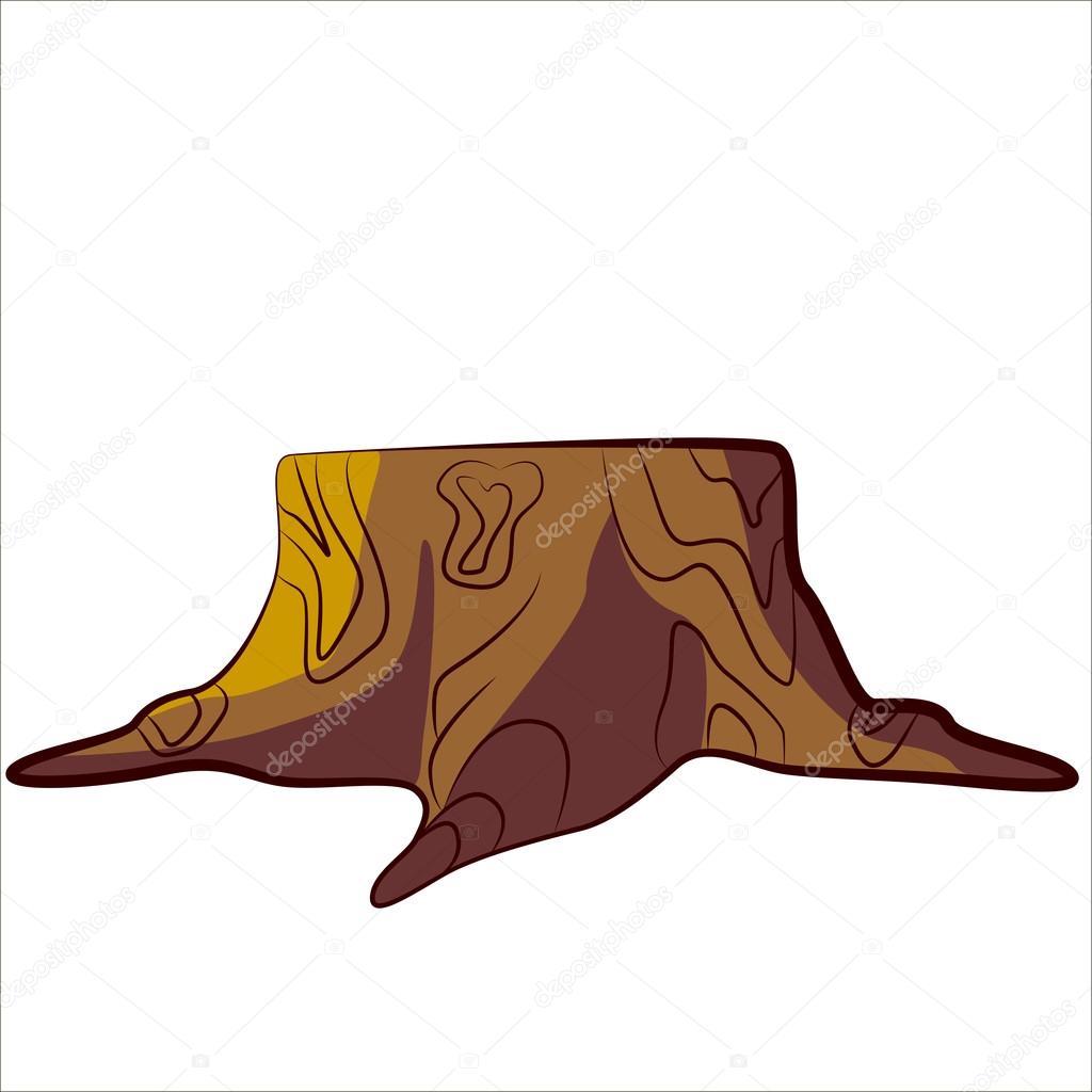 Vector isolated illustration, cute cartoon of  old stump