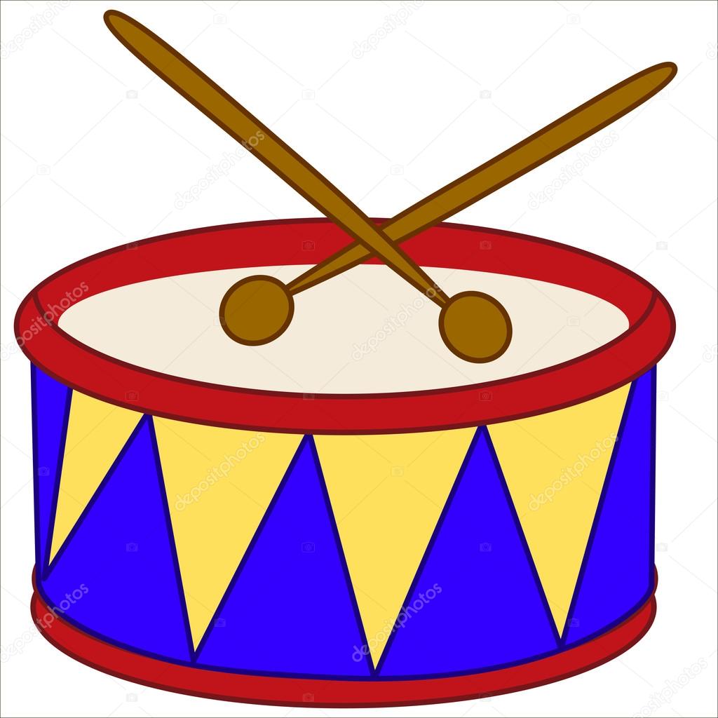 Vector isolated illustration, cute cartoon of drum toy