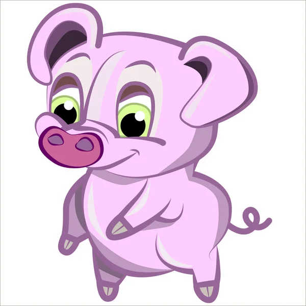 Ilustración aislada del vector, historieta linda del cerdo rosado divertido — Archivo Imágenes Vectoriales