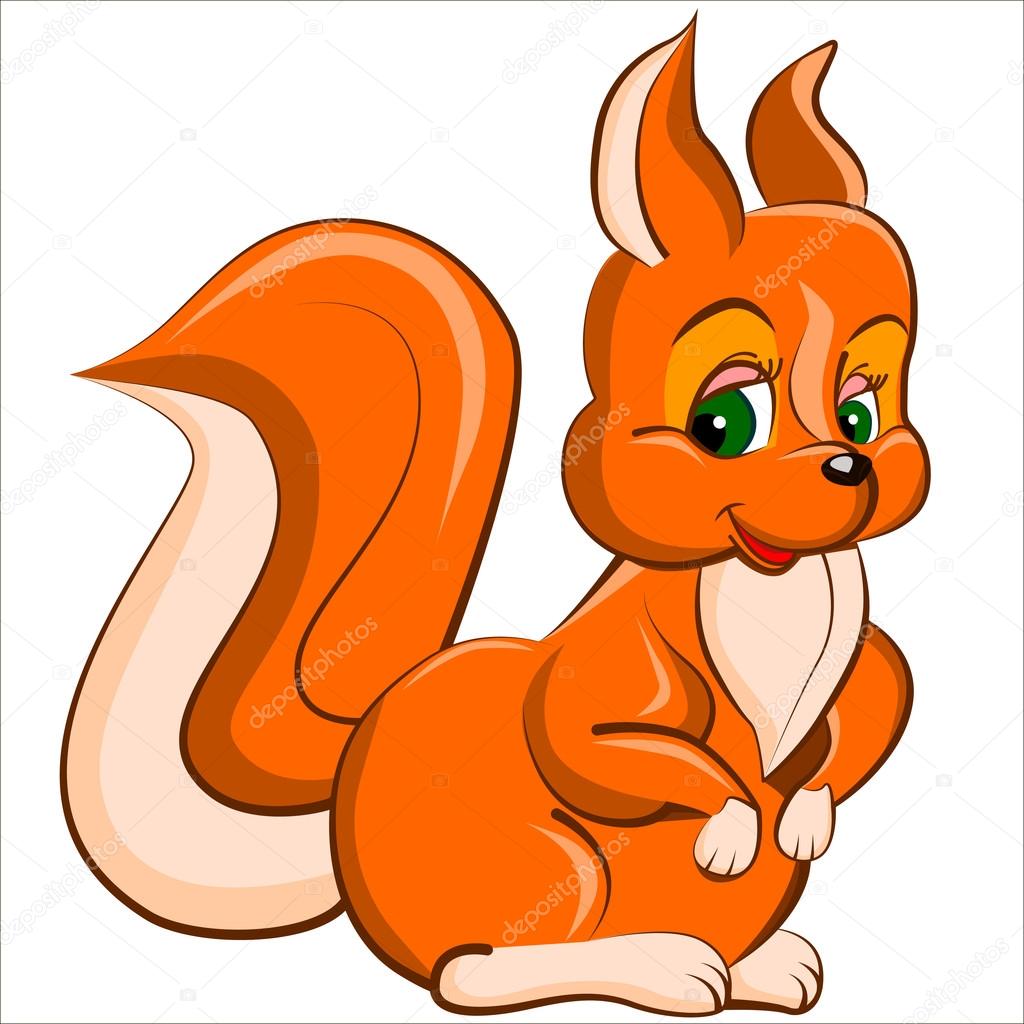 Vector isolated illustration, cute cartoon of funny squirrel