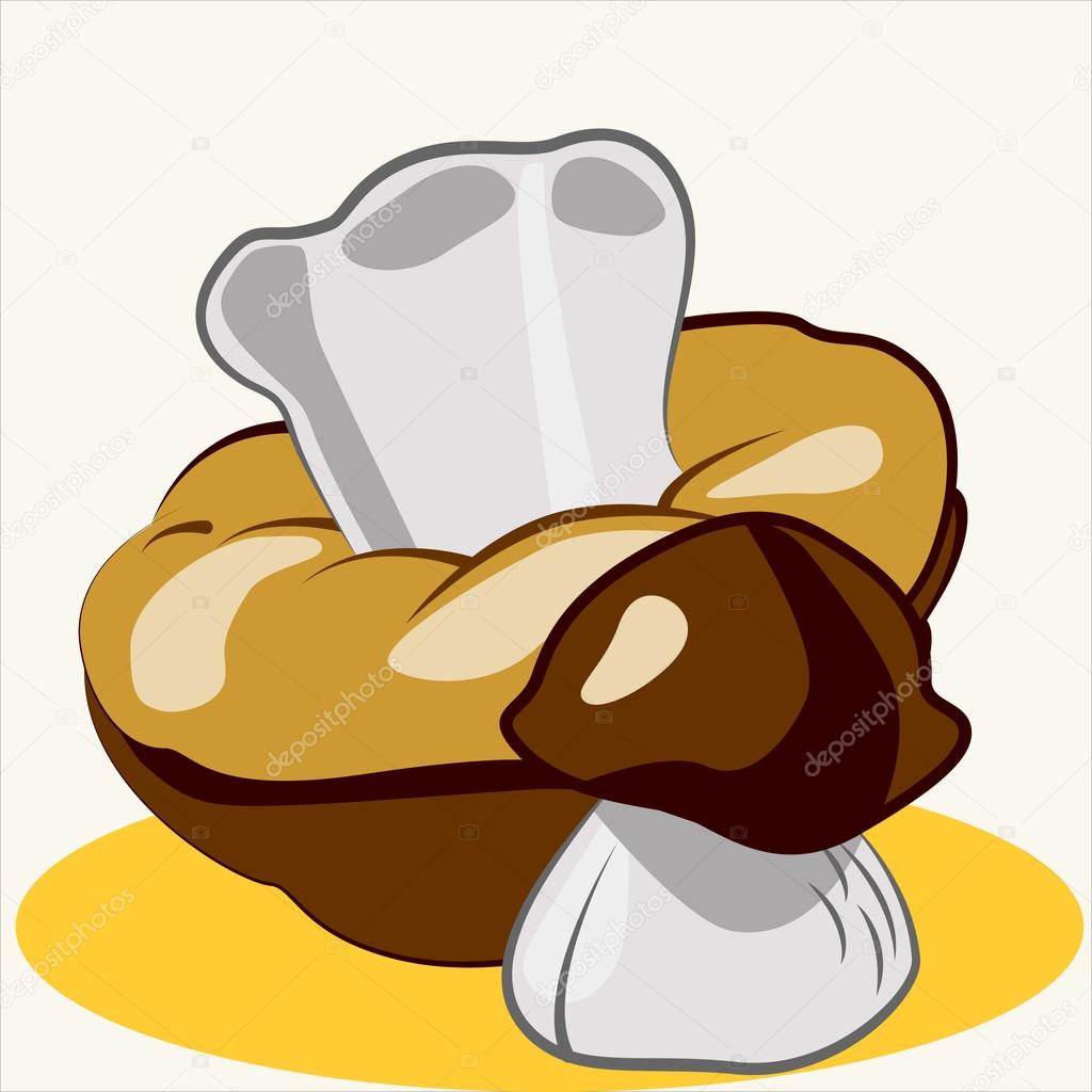 Cartoon vector Illustration of cute edible mushrooms. Ceps.