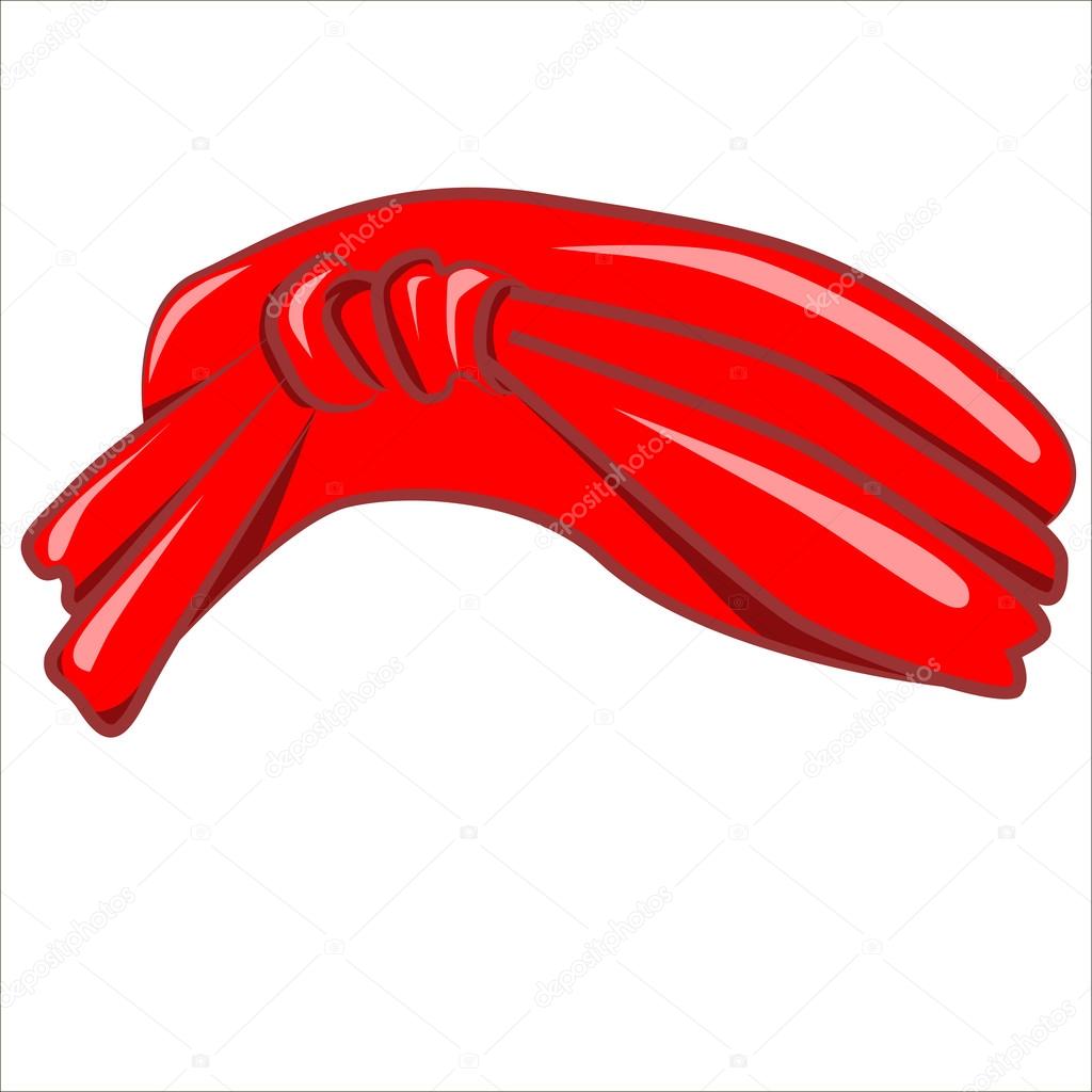 Vector isolated illustration. Red woman's hat-scarf