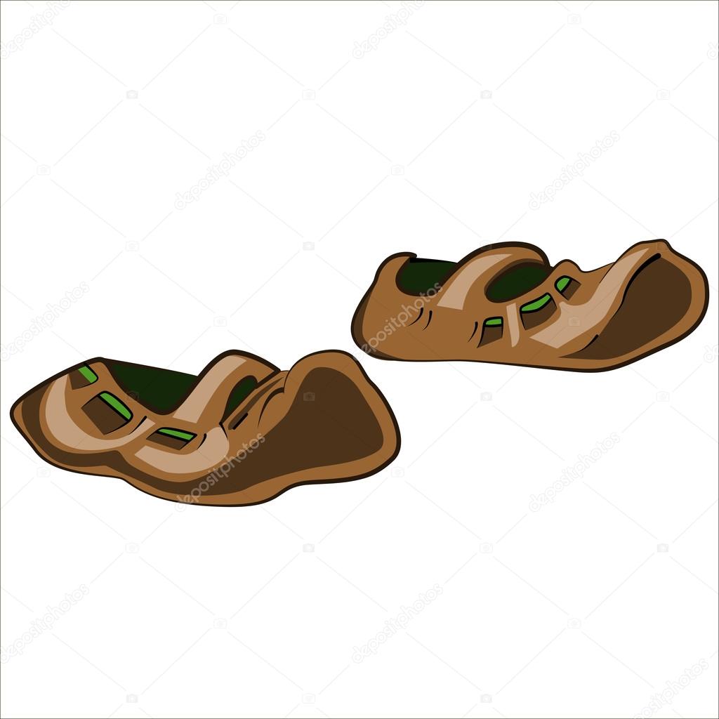 Vector isolated illustration, vintage shoe on bent end.