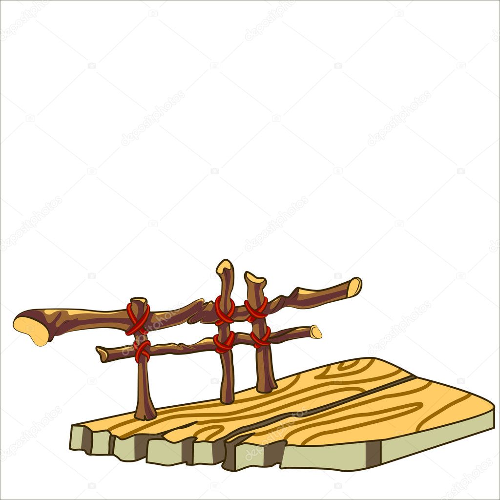 Vector isolated illustration. Cartoon old wood porch.