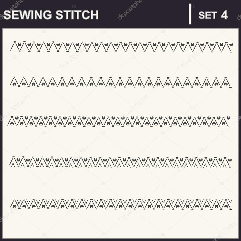 Collection of vector illustration sewing stitch patterns