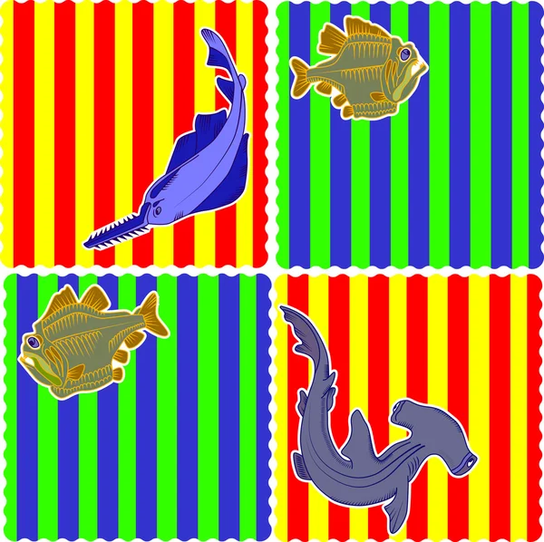 Cartes de bébé assorties Ensemble rayé et drôle — Image vectorielle